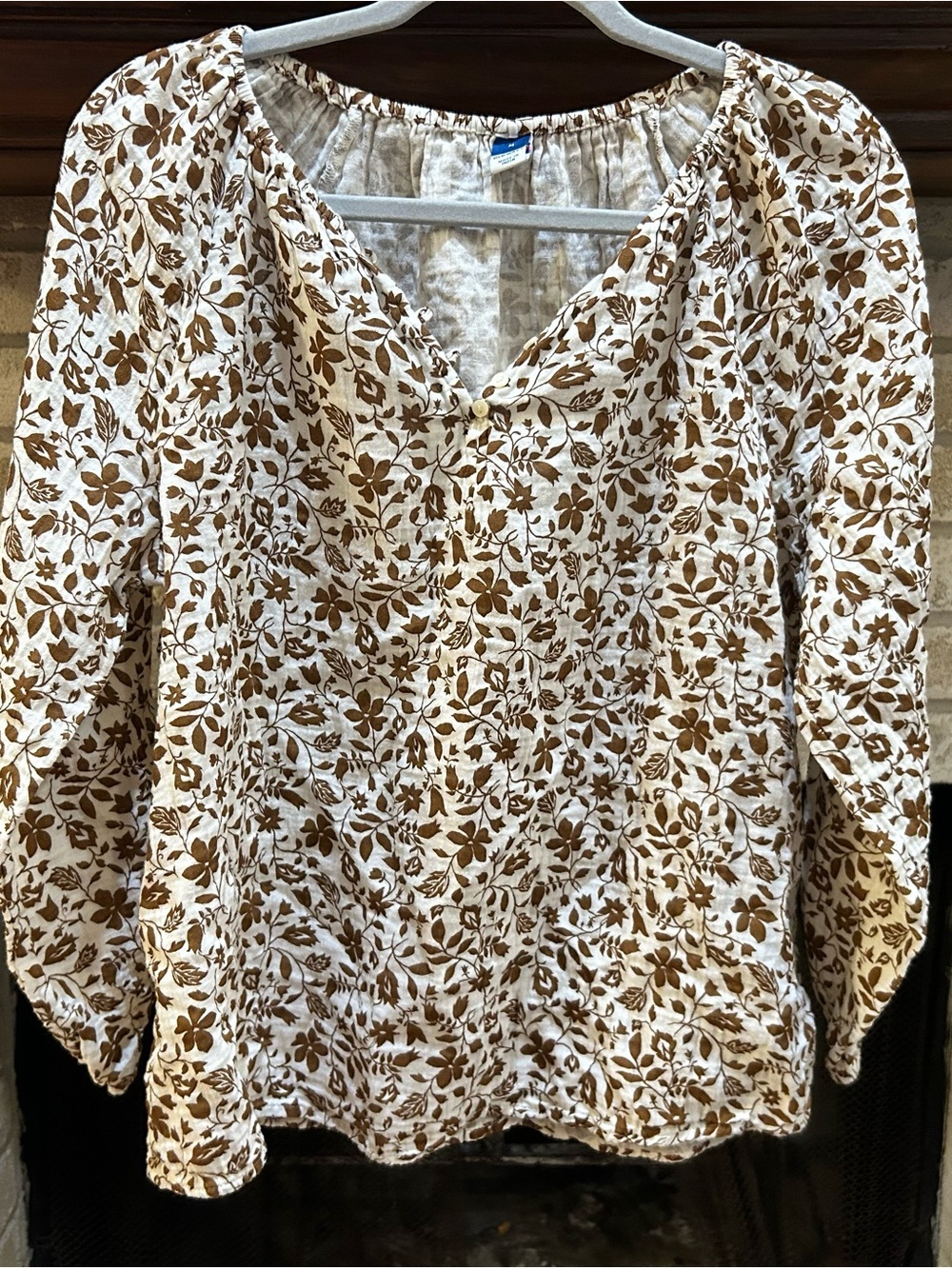 Old Navy Womens Cream Floral Peasant Blouse EUC